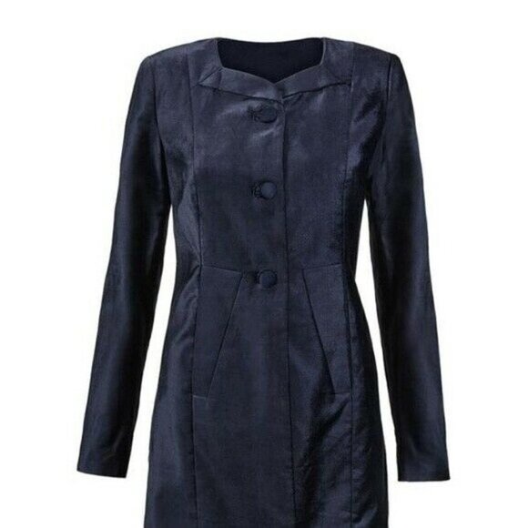 CAbi The Entrance Coat Velvet Buttons Navy - Picture 1 of 9